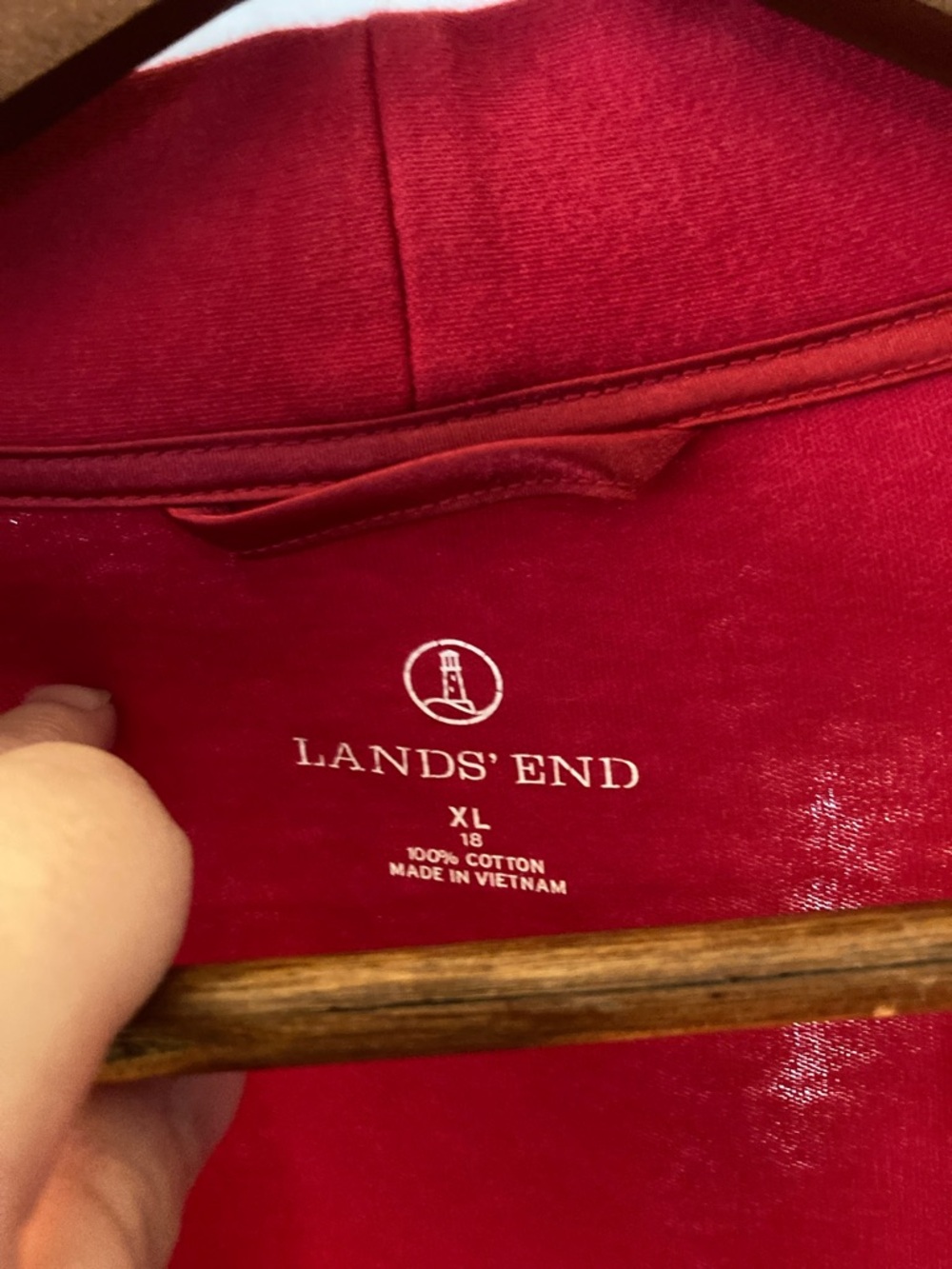 Land's End Red Cotton Belted Robe XL - Picture 2 of 6